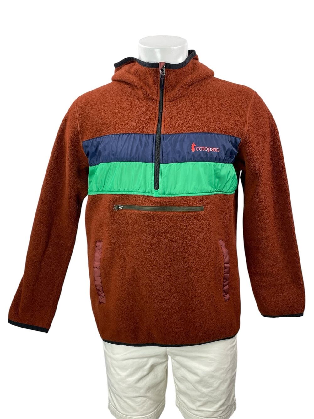 Cotopaxi Teca Fleece Men's Rust Orange Hoodie Hooded 1/2 Zip Sweater Size XL